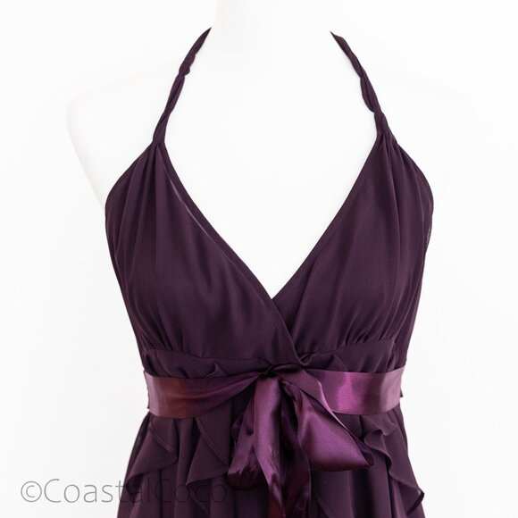 Eliza J Purple Ruffle Chiffon Dress 8 Halter Babydoll Fairycore Y2K Whimsy Party - Picture 10 of 10